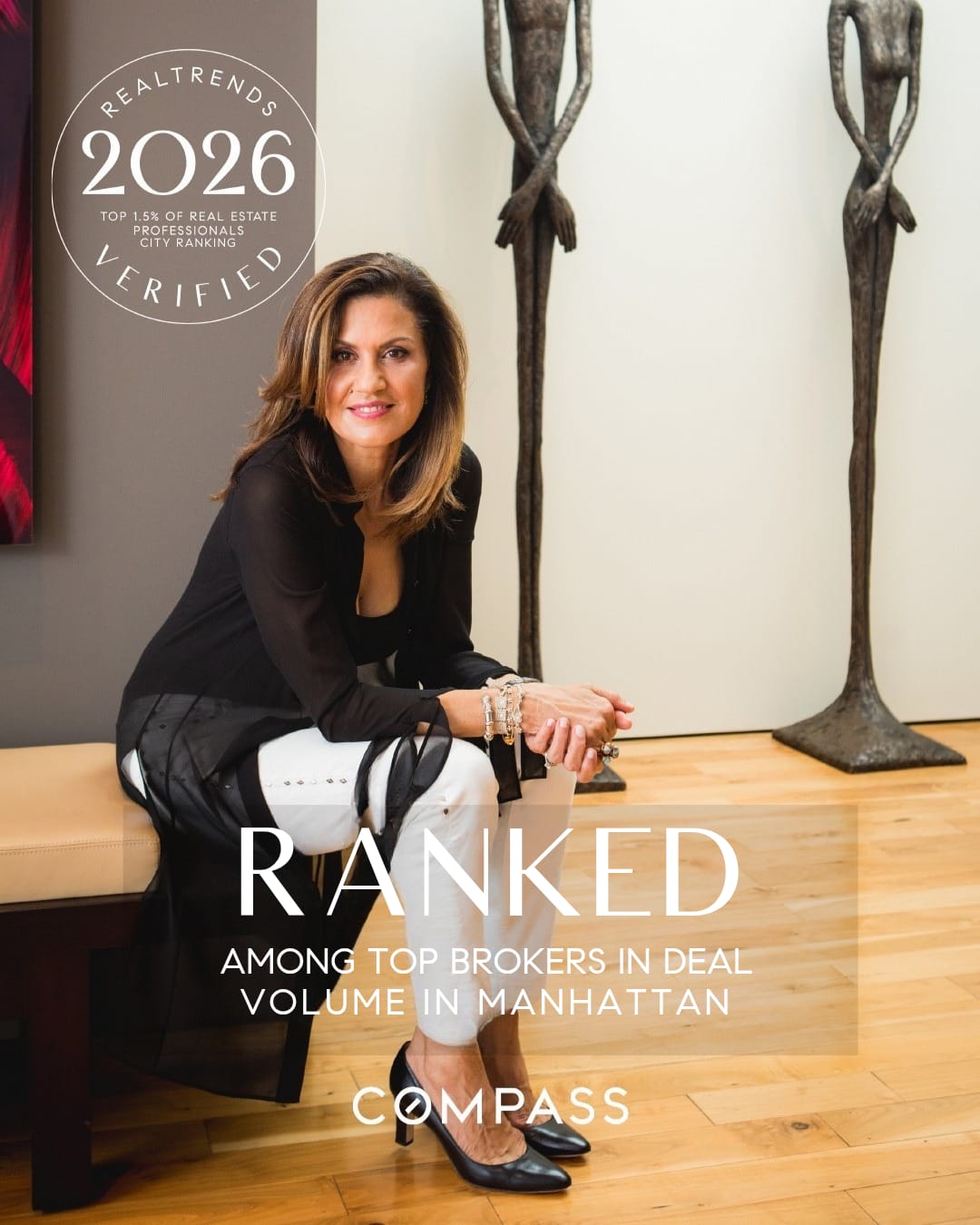RealTrends 2026 Verified — ranked among top brokers in deal volume in Manhattan.